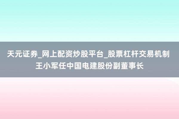 天元证券_网上配资炒股平台_股票杠杆交易机制 王小军任中国电建股份副董事长